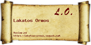 Lakatos Ormos névjegykártya